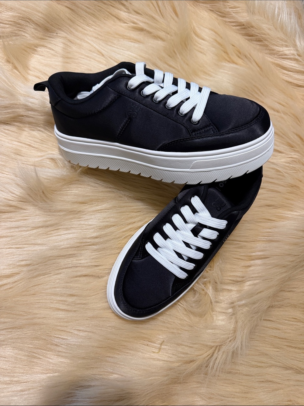 Hugo Boss Black Sneakers with White Lace and Platform size 41